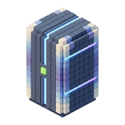 Small voxel server with blue and purple lights